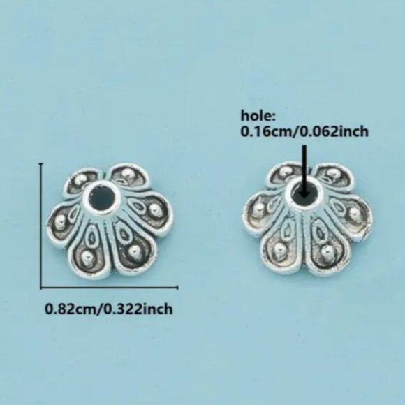 Vintage Style Six-petal Flower Bead Cap with Zinc Alloy 25 Pieces - Picture 2 of 2